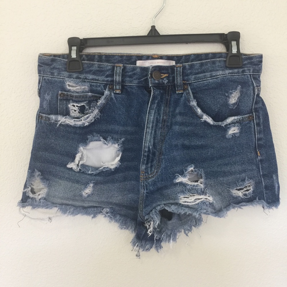 Zara Trafacluc denimwear high waisted denim shorts
